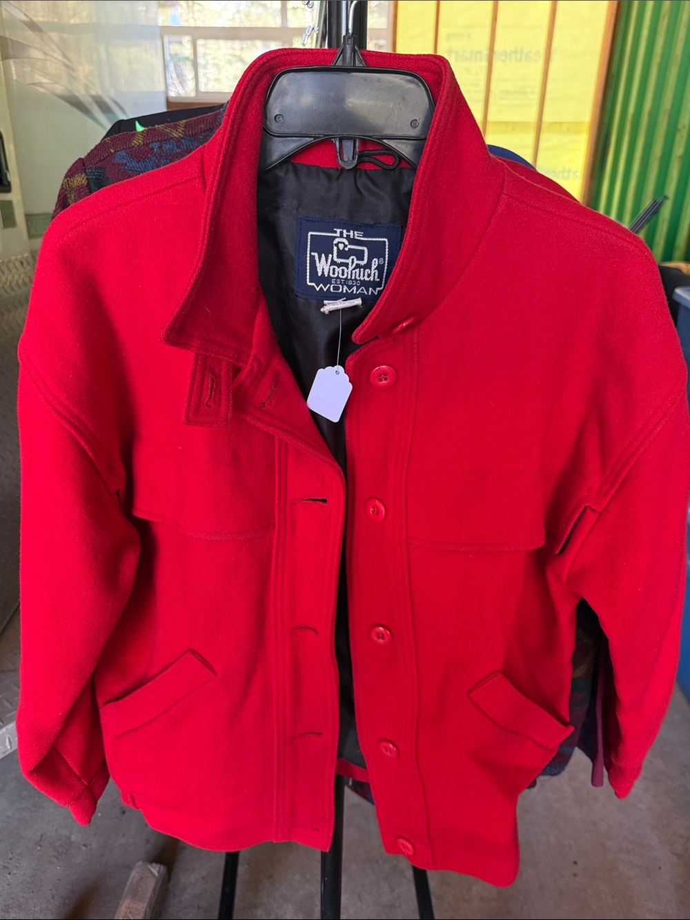 Vintage Woolrich Bright Red Wool Pea Coat for Kids
